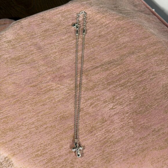 Brighton Silver-Tone Cross Pendant Necklace with Heart Charm - Picture 4 of 7